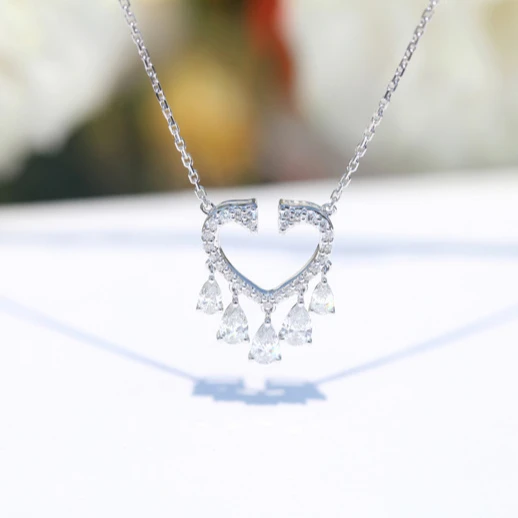 

Wholesale Price KYNL0243 3A Zircon Necklaces Heart shaped necklace for Women, Silver