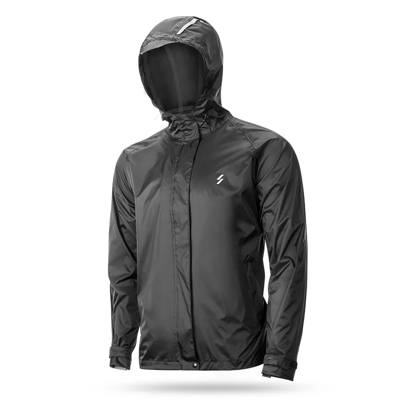 

OEM/ODM Waterproof Reflective Hooded Raincoat Sport Running Long Sleeve Windbreaker Outdoor Cycling Jackets Black Sportswear
