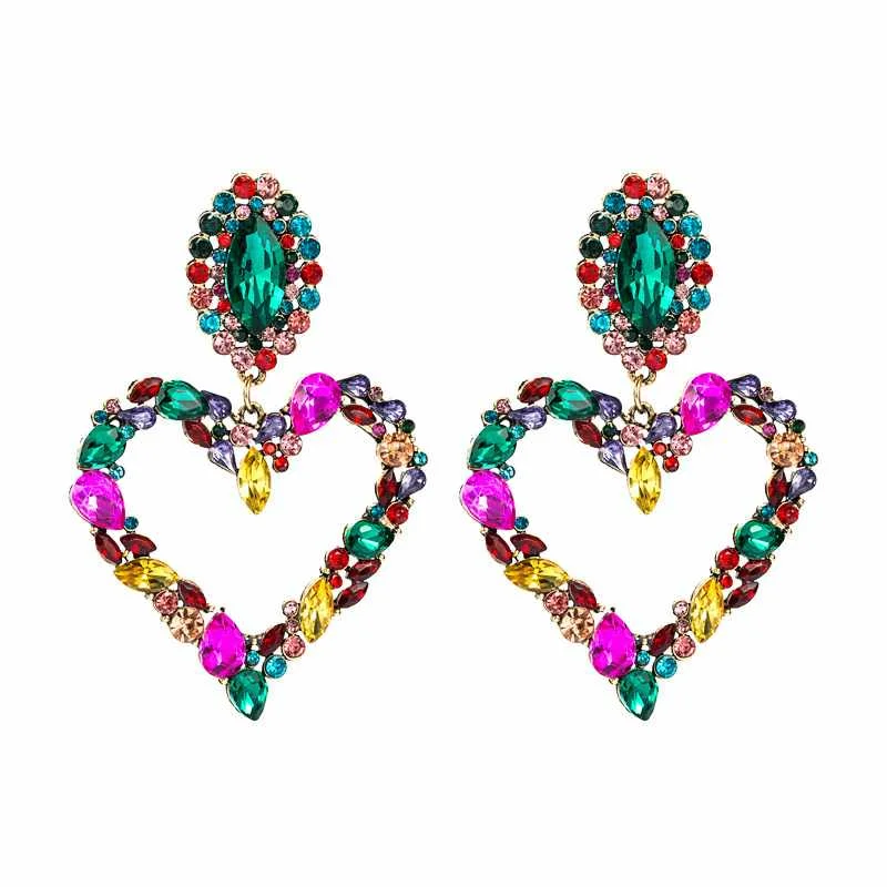 

2021 Silver Needle Hypoallergenic Earrings Statement Exaggerated Big Heart Geometric Earrings for Women, As photos