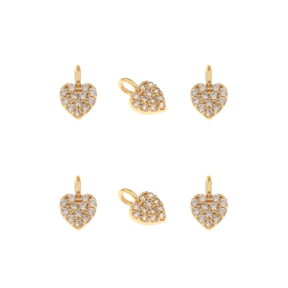 

Jewelry Accessories Cordial Design 40Pcs 5*7MM Jewelry Accessories CZ Charms Heart Shape Genuine Gold Plating Pendant Hand