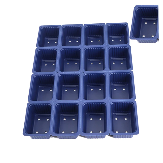 

New design plastic seedling nursery tray with holes can be disassembled into 16 single compartment, Blue/custom