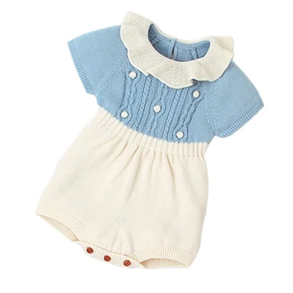 

New Style Infant Short-sleeve Knit Rompers Baby Girls Jumpsuit