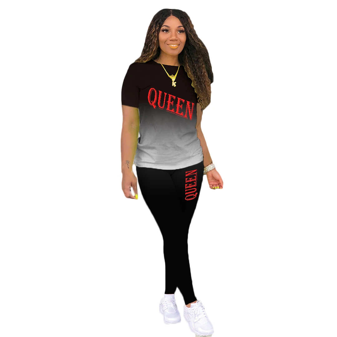 

Wholesales Casual Printed Letter Two Piece Set