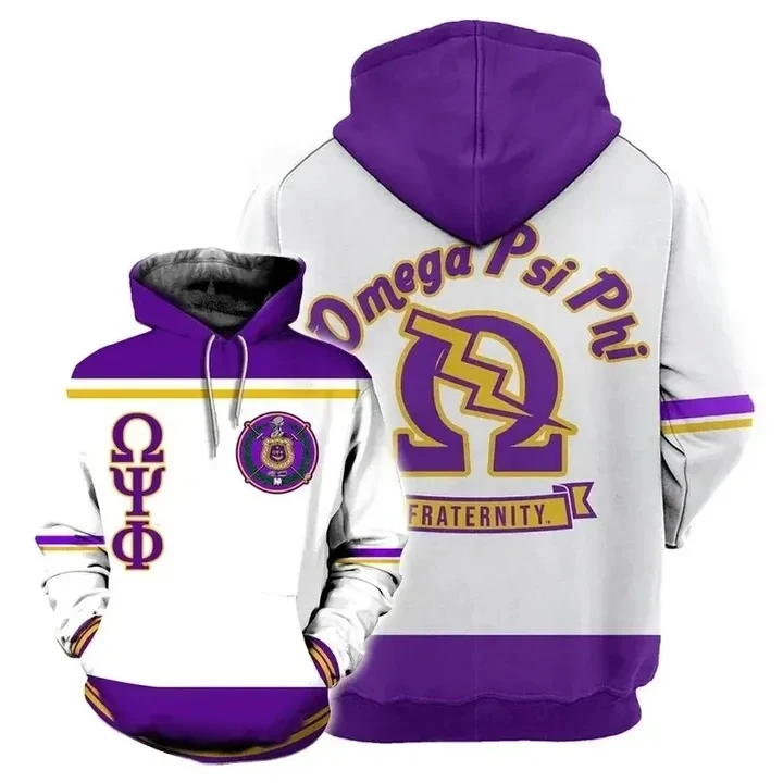 

Thunder Omega Psi Phi Fraternity Design Pullover Hoodies Special Custom Purple & White Oversized Hoodies Men's Hood Sweatshirt, Customized color