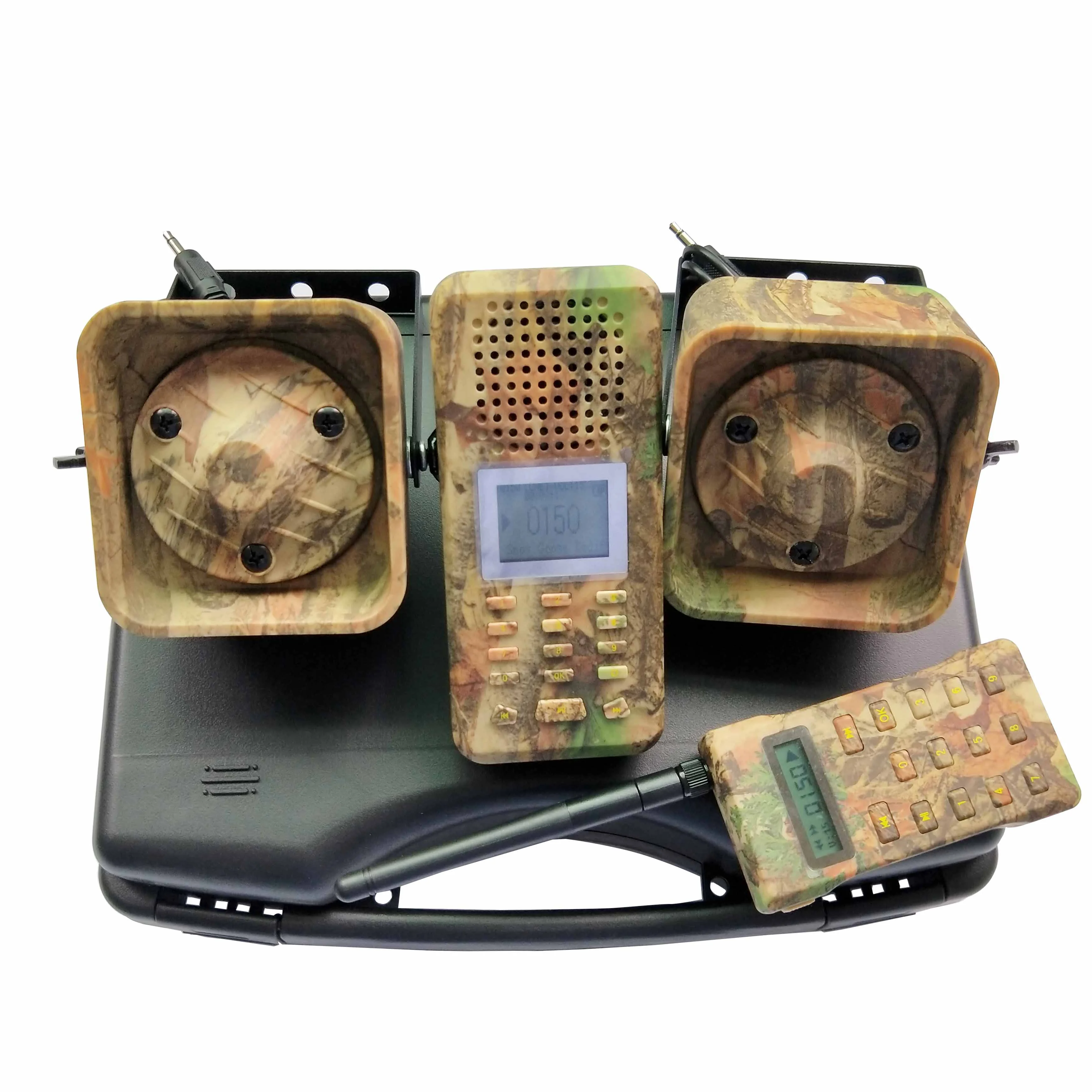 

Free shipping to SA BK1519B 2*60W 150dB Speaker 200 Sounds Player Hunting Decoy Electronics Hunting Bird Caller With Remote, Green/camo