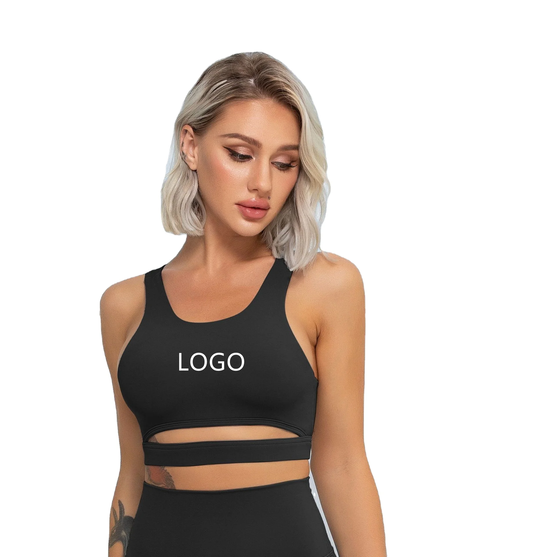 

Women Sports Bra Seamless Sport Bra Workout Fitness Ladies Yoga Tops Custom Design Sports Bra, Black gray blue