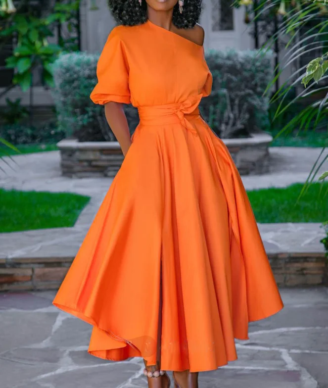 South Africa Women Casual Dress Orange ...
