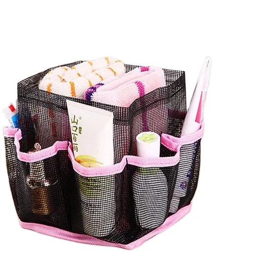 

8 pockets soft plastic mesh bathroom wash bag bathing swimming supplies storage basket, Black, blue, brown, green, grey, orange, pink, purple, red, yellow