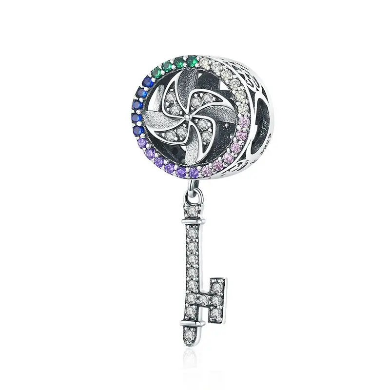 

SCC1081 New style fine jewelry 925 silver colorful zircon windmill charms