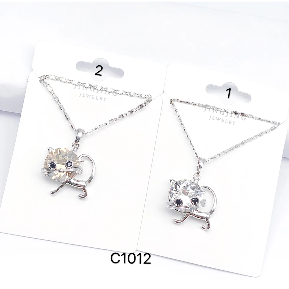 

Cute daily anime cat shaped korea silver 925 necklace chain ladies jewelry pendant, Customized