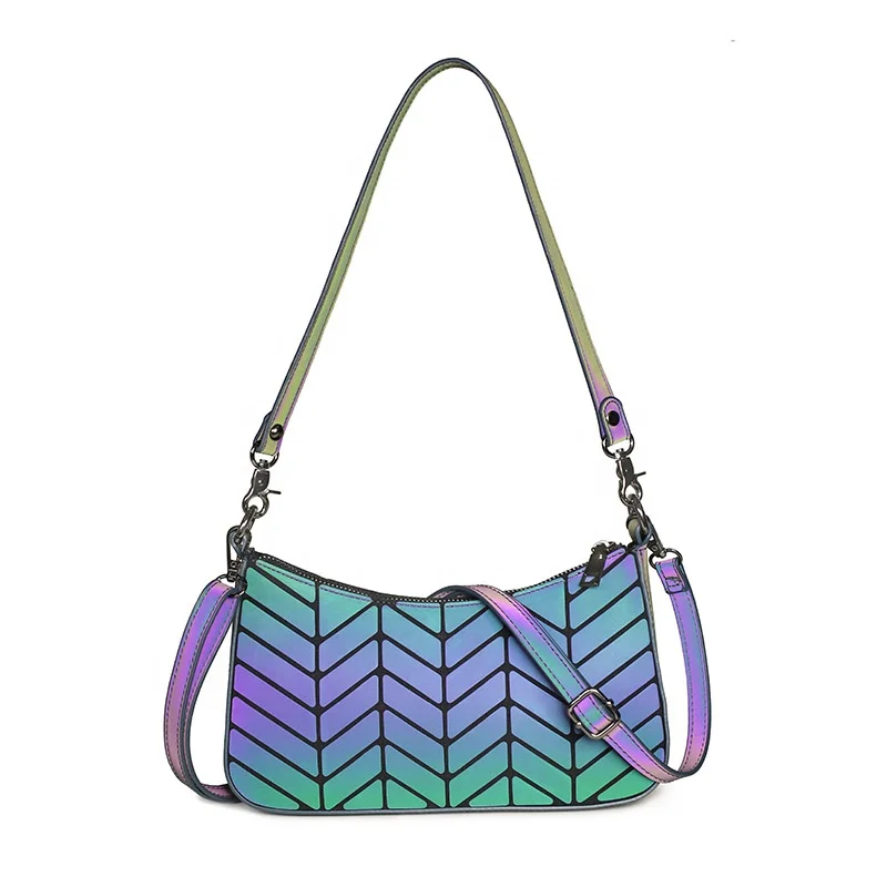 

rainbow sling geometric luminous bag reflective holographic for women