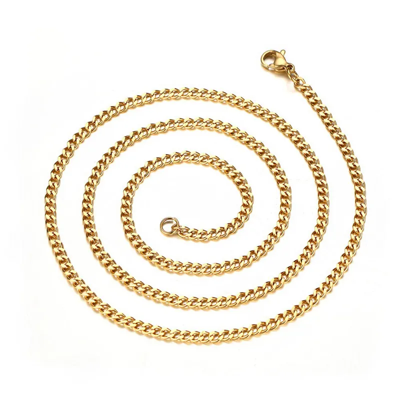 

Custom stainless steel 14k gold flat curb neck chains for men, Picture shows