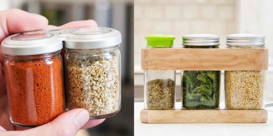 Spice Jars in a Kitchen Cabinet