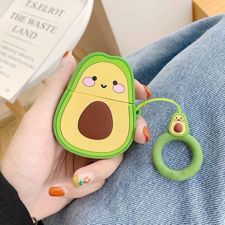 
Custom cartoon strawberry peach avocado waterproof silicone cover case for airpods 