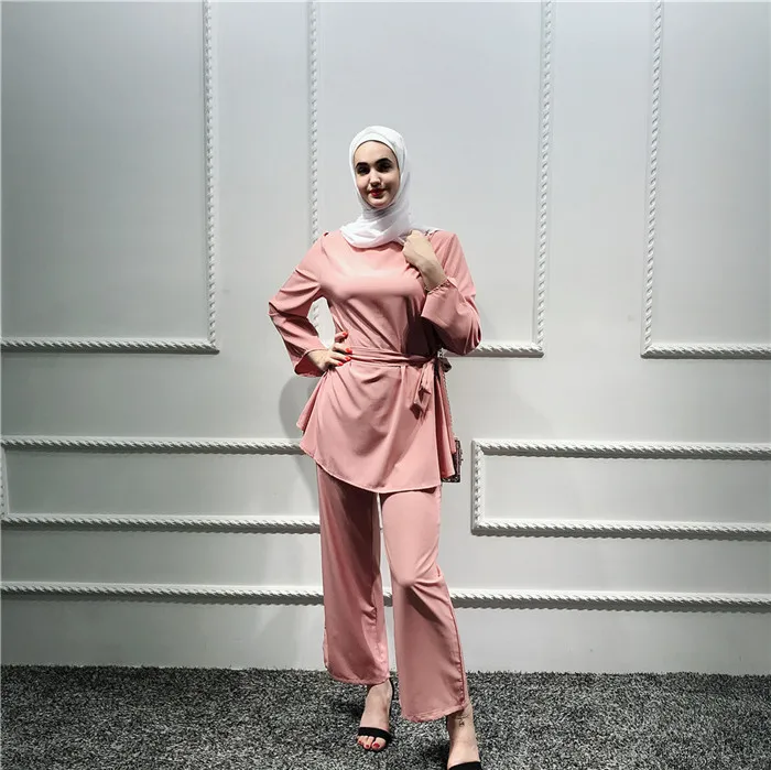 

New arrival 2pcs top and pant soft crepe suit, Beige, pink