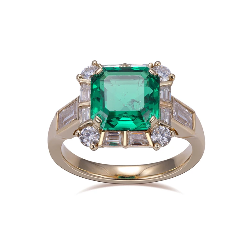 

Messi Jewelry MSR-1105 14K Yellow Gold 4CT Lab Created Emerald Men Ring