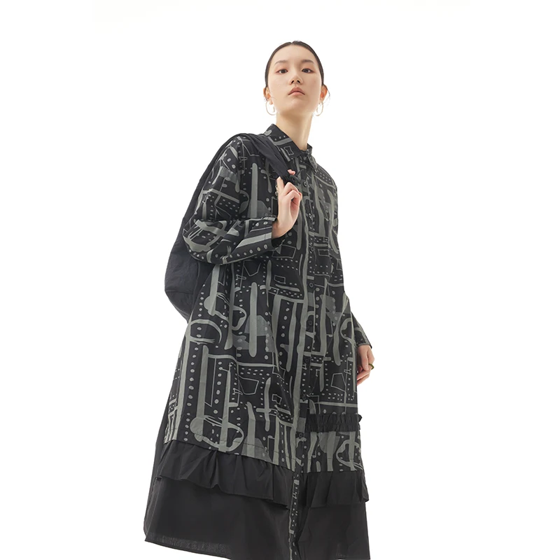 

Hot Sale Spring and Summer New 2022 Plus Size Women's Dresses Vintage irregular line print Trendy Casual Girl's Dresses 2966