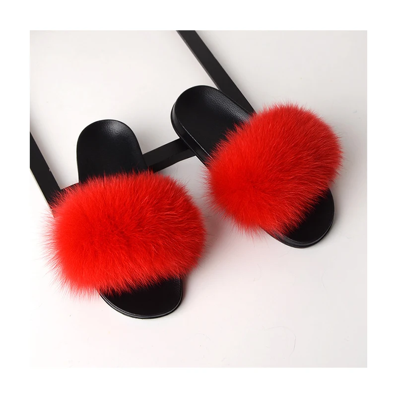 

High Quality Woman Outdoors Casual Designer Slippers Fur Slide Slipper, As picture