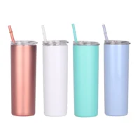 

wholesale 20oz vacuum insulated stainless steel double wall skinny tumbler with straw for gift