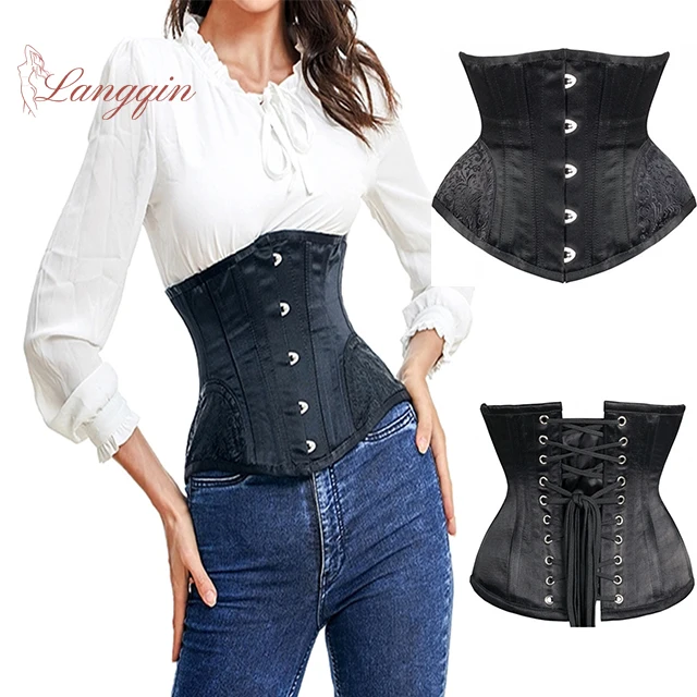 

Langqin Newest 4 Or 5 Buckles Tummy Slimming Short Torso Steel Boned Waist Trainer Corset Top female trendy, Picture color