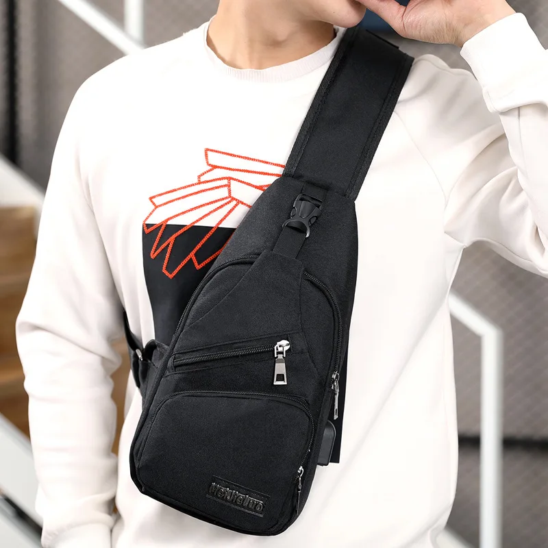 Male Shoulder Bags USB Charging Crossbody Bags Men Anti Theft Chest Bag School 