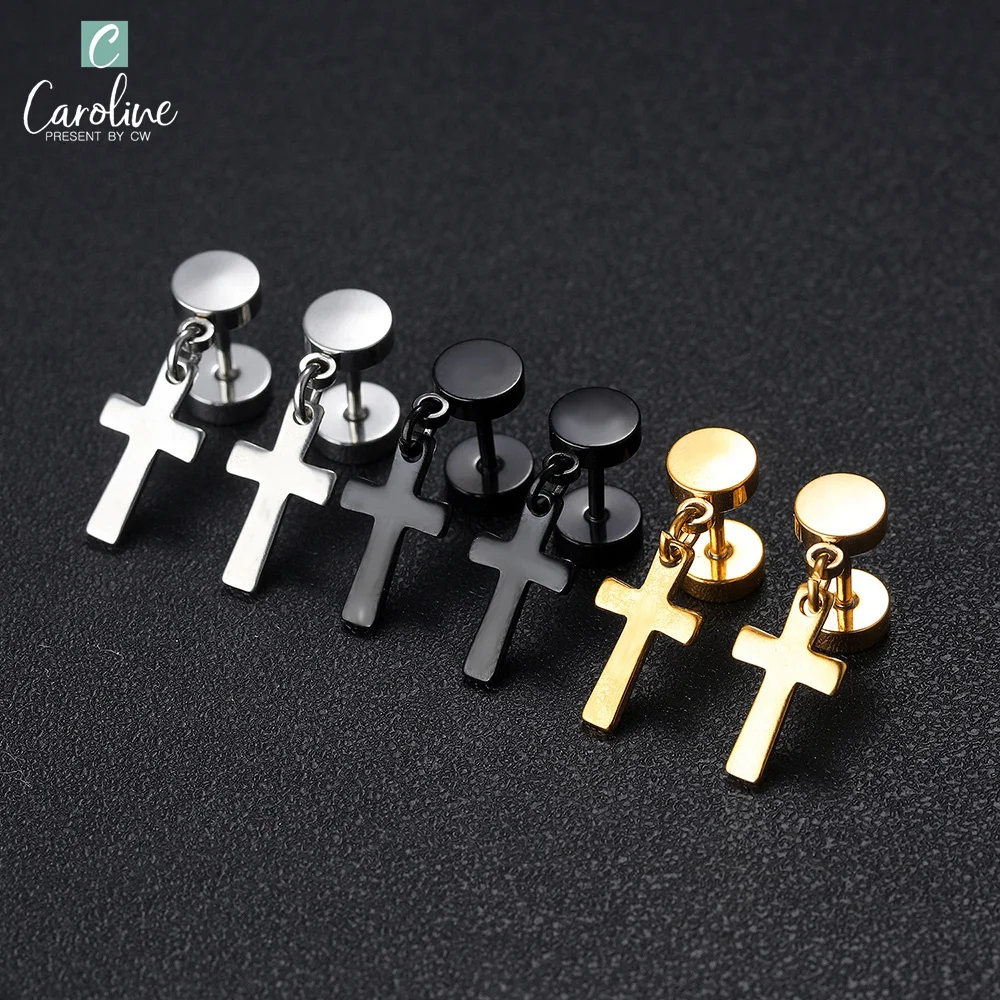 

Earrings Gold Black Silver Mens Mens Earring Cross Mens Earrings Gold Hip Hop