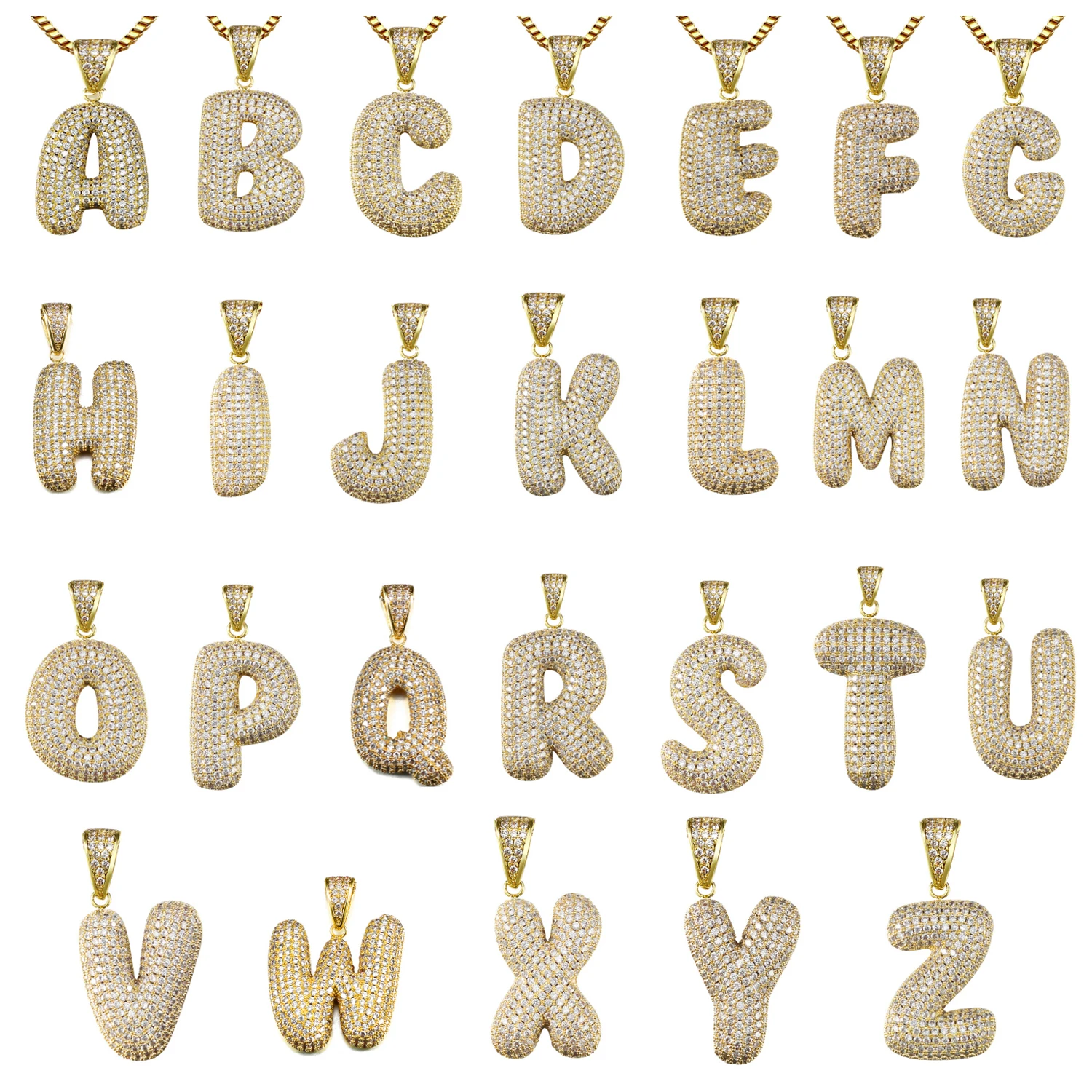 
Jasen jewelry Manufactory Customize Hip Hop 925 silver Necklace 26 initial Letter Pendant 