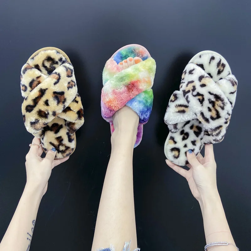 

Winter Soft Real Fox Fur Sandals Custom Fur Slipper, 9 colors to choose