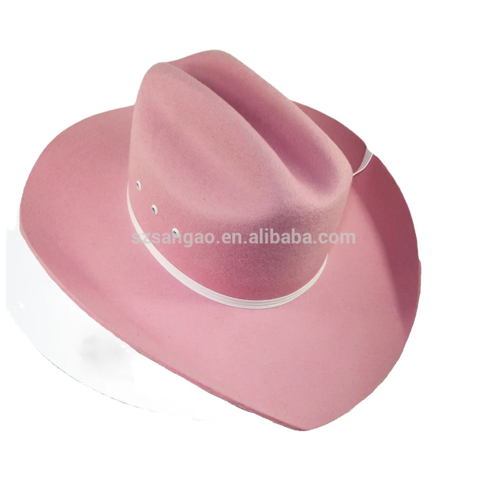 

Large brim pink cowboy hat cheap wholesale or small customized could print your logo and design