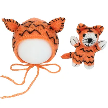 

Crochet Tiger Hat Knitted Stuffed Toys Newborn Photography Props Baby Animal Bonnet Girls Or Boys Filling Doll Photo Shoot