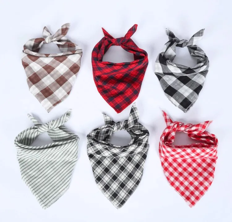 

wholesale cotton multicolor plaid custom printed triangular scarf pet dog bandanas, More colurs avaiable