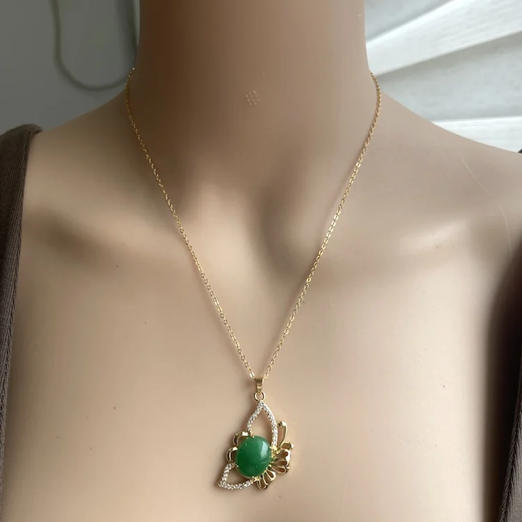 

fashion necklace 2021 trendy jade butterfly pendant necklace for gift