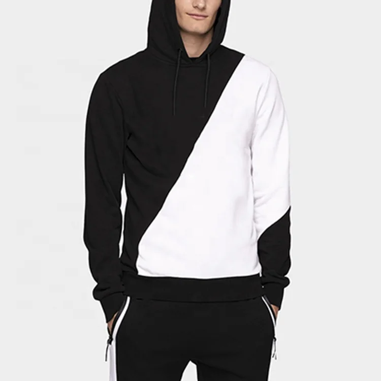 

Custom wholesale men's oversized colorblock black and white hoodie, Can be customized