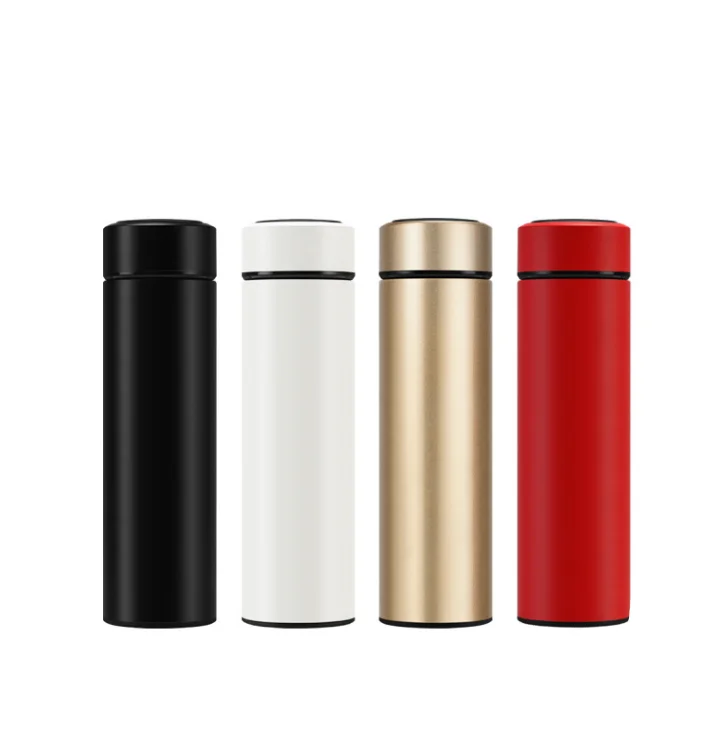 

Customized logo print LED double wall stainless steel intelligent thermo smart drinking bottle with temperature display, Black/pink/red/white/gold