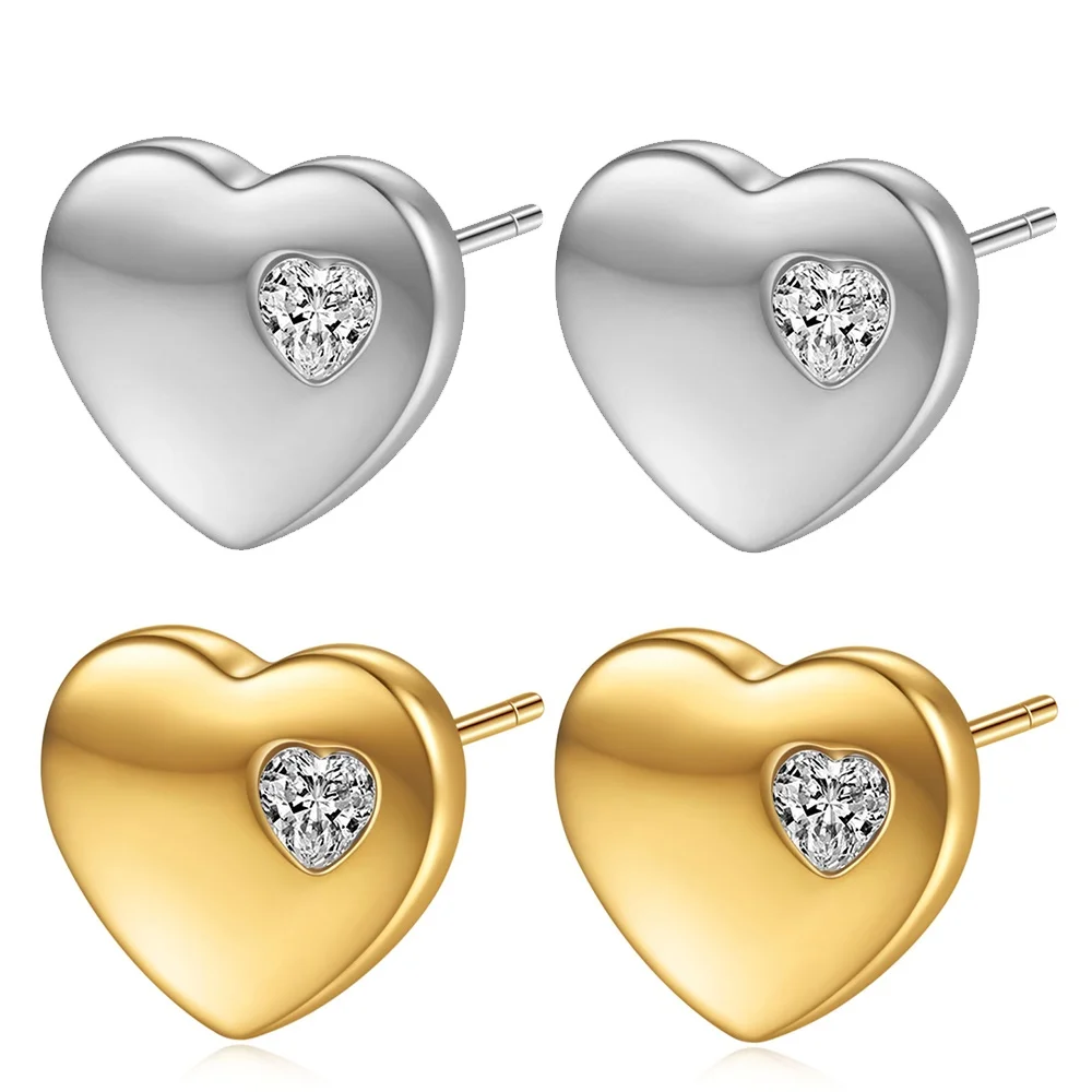 

Trendy CZ Heart Stud Earrings Wedding Jewelry Gift Women Bridesmaid Gift Valentine's Day Gift Wedding Heart Earrings