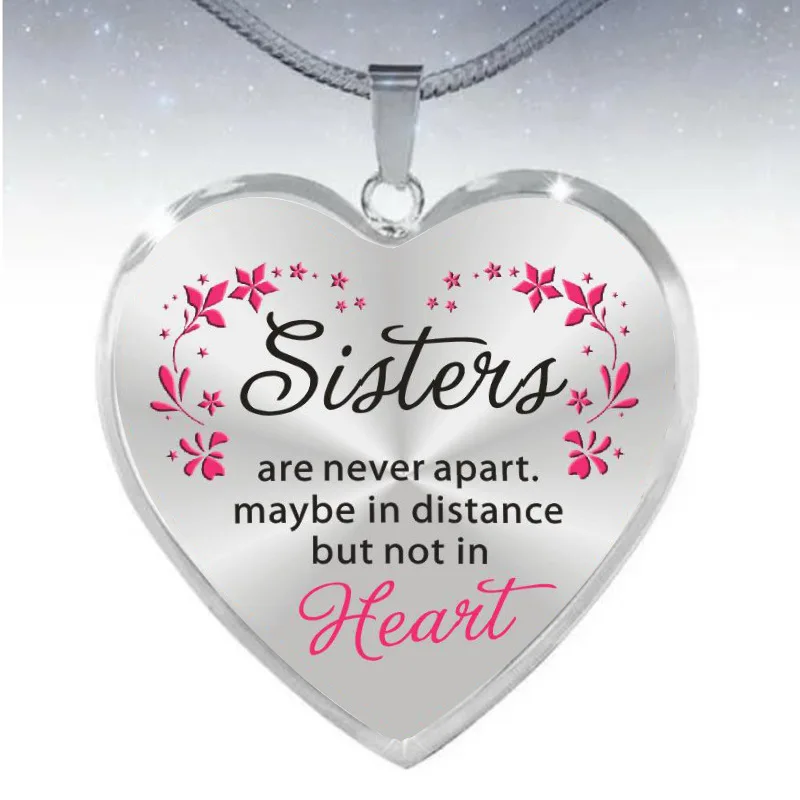 

Fashion Letters Jewelry Alloy Snake Chain Heart Pendant Necklace for Sisters Daughter gift