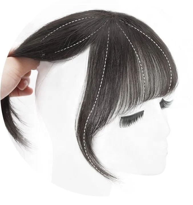 

Wholesale Cheap Top Quality Hot Beauty Thin Women Fringe Natural Synthetic Clip In Air Bang Piece Hair Toppers With Bangs