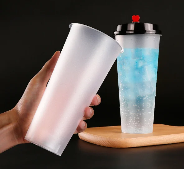 

Multiple capacity high quality frosted juice and bubble tea 500ml plastic cup, Clear