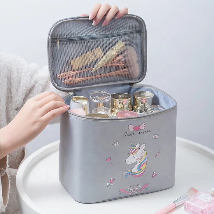 

Professional Travel Cosmetic Case Waterproof Unicorn Flamingo Design Cosmetic Bag Storage Handbag Multi Tool Makeup Case