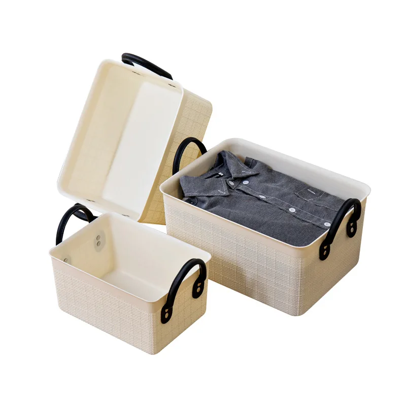 

Home Organizer Boxes With Double Handle Portable Storage Containers Blue Medium Size Customized Plastic Storage Basket