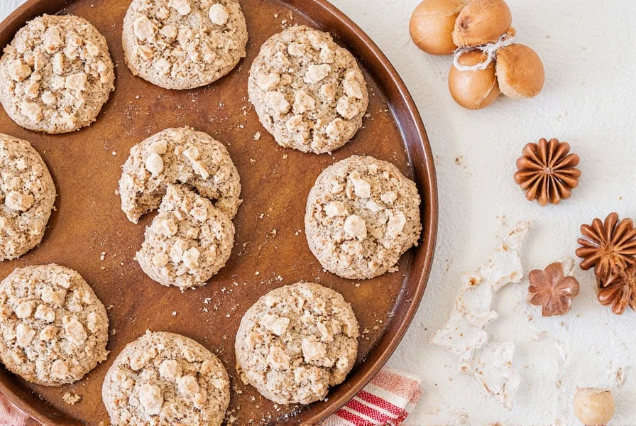 Close-up of ginger cookie ingredients including fresh ginger and molasses