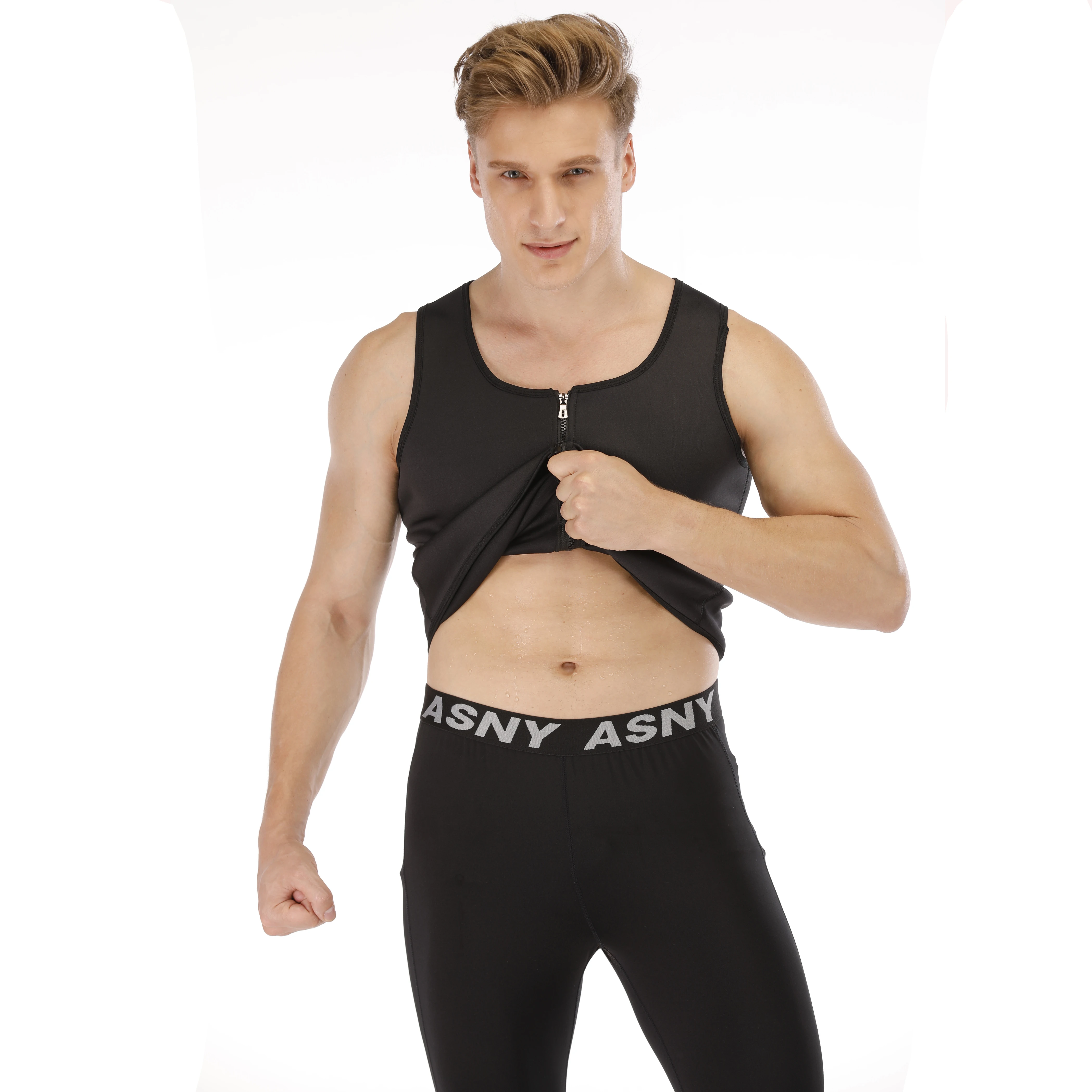 

Custom logo vest for men weight loss shaper spandex men vest, Black,skin color