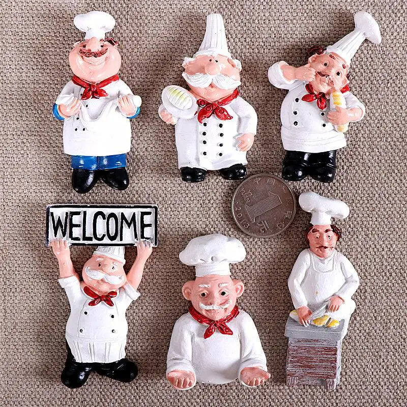 

New cartoon creative resin bread chef refrigerator magnet message paste home decorations, Pink, purple, blue, white