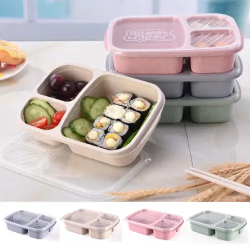 

Picnic Fruit Food Container Storage Boxes Case Container Organizer Eco-friendly Wheat Microwave Bento Lunch Box