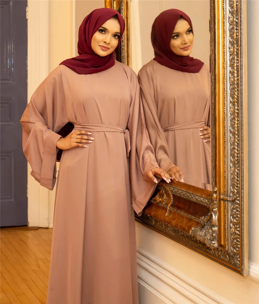 

9S4U EID Abaya Dubai Turkey Solid Color Simple Modest Kaftan Islamic Clothing Abaya Muslim Dresses For Women