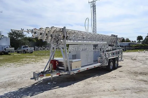 Trailer tower folded for transport