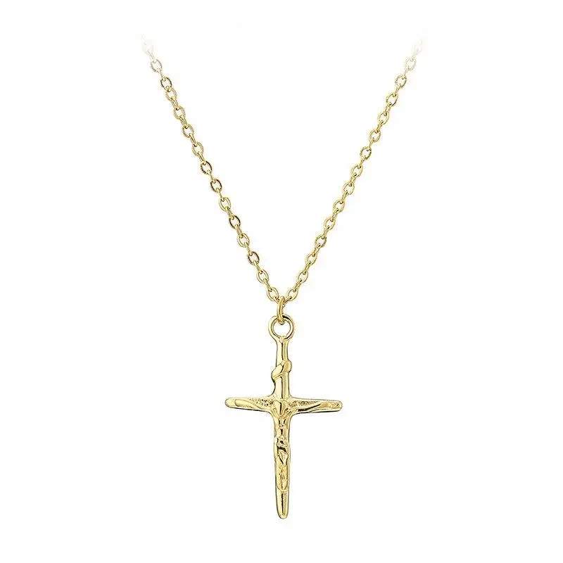

Charm Amulet Accessories Cross Pendants Women 18k Gold Plated Necklaces,Jesus Necklace Stainless Steel, Gold color