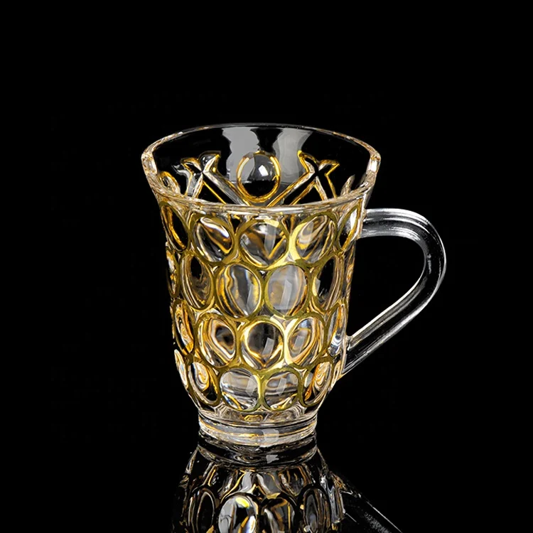 

Real gold docrations 170ML Turkey glass coffee&tea cup with golden line