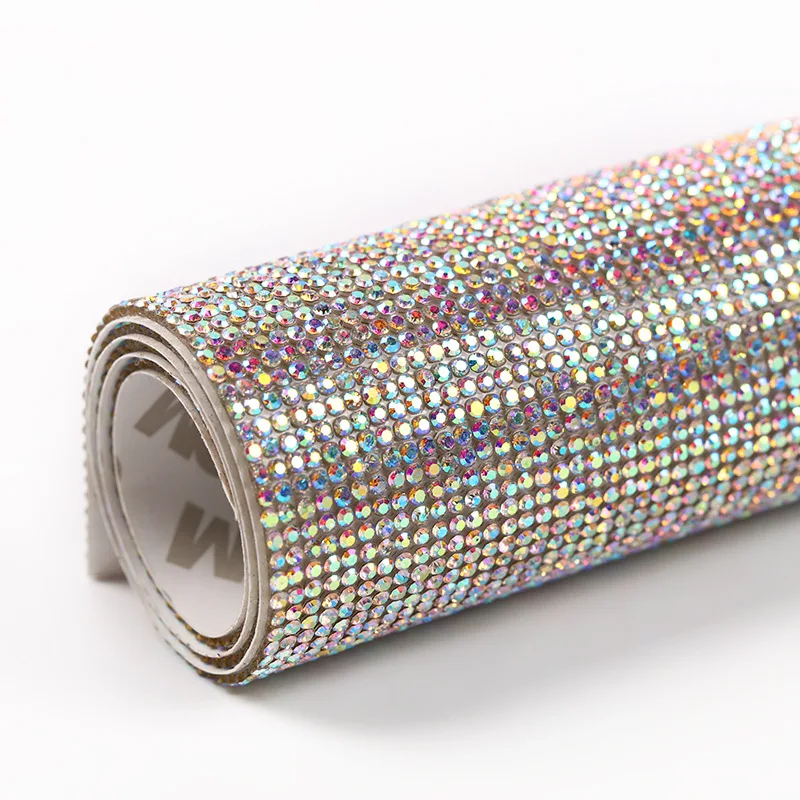 

Yantuo crystal Self Adhesive SS6 /SS8 AB Colors Full Glass Crystal trim Rhinestone Mesh, Over 120 colors can be in stock