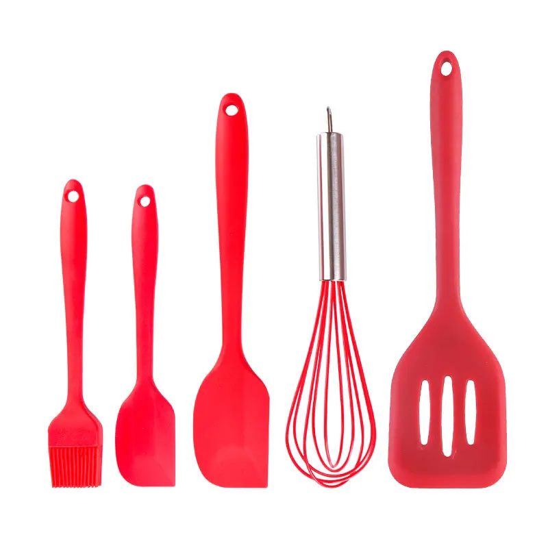 

Food Grade Silicone Kitchen Accessories Silicone Nonstick Cookware Sets, Red, black and pink